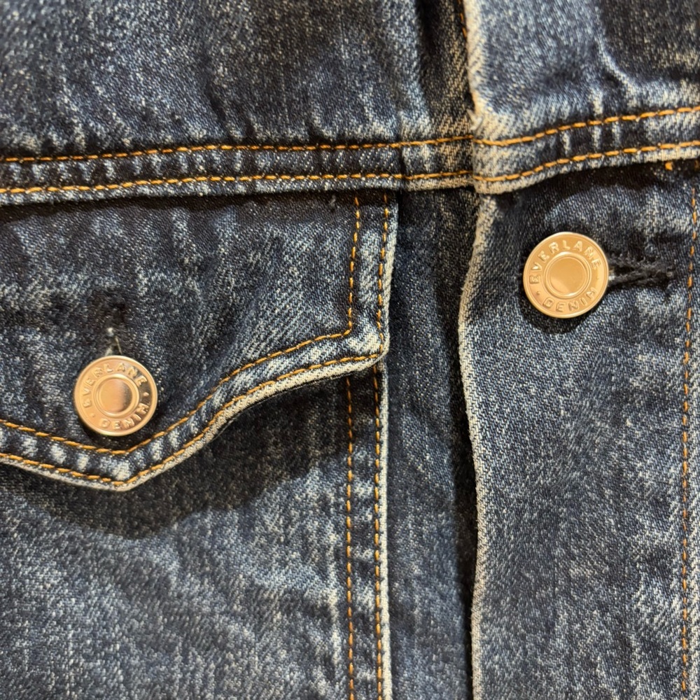 Everlane The Shrunken Denim Jacket Dark Indigo Wash Sz XL - Picture 10 of 12